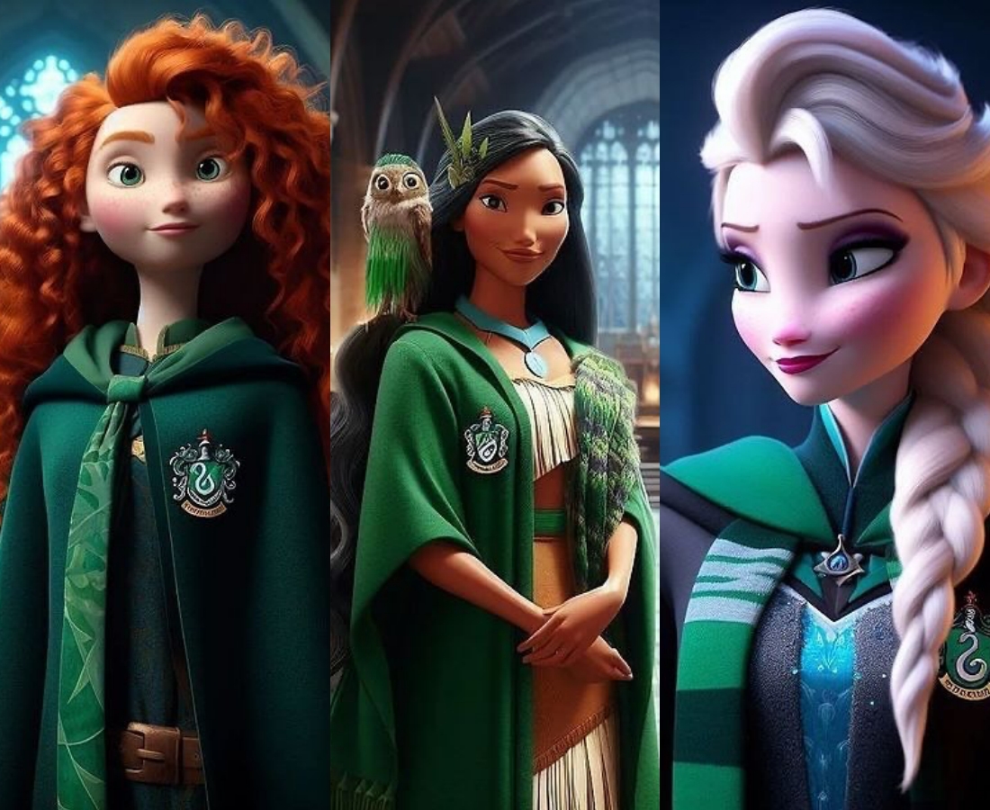 梅蘭達、寶嘉康蒂和艾莎公主為史萊哲林學院的巫師。（圖片來源：IG@wizardzworld）