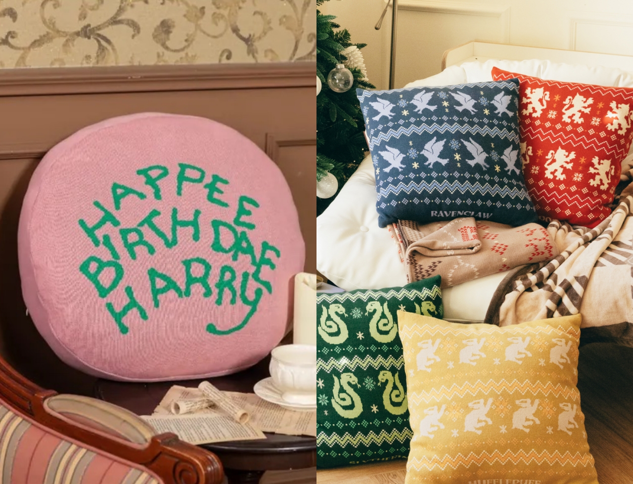 哈利波特聖誕主題的家居織品。（圖片來源：華納兄弟商品部）