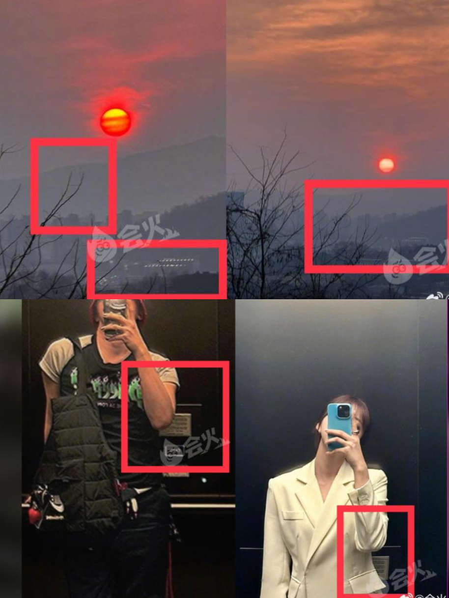 有網友整理出GD與網紅金高恩社群照的巧合之處。（圖片來源：翻攝自會火微博）