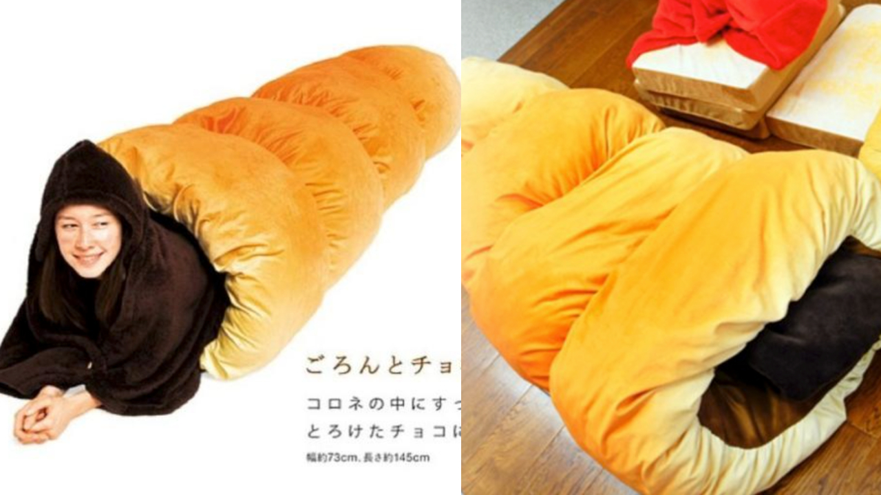 熱騰騰的螺旋麵包睡袋，裡頭附有小棉被（圖片來源：FELISSIMO）