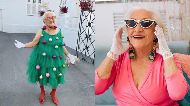我老了也要這麼可愛！88歲阿嬤「化身聖誕樹」時髦穿搭百萬人按讚。（圖片來源：IG@vovo.vidailustrada）