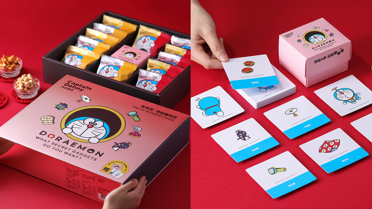聯名哆啦 A 夢禮盒，內含道具卡牌必收藏（圖片來源：丹尼船長）