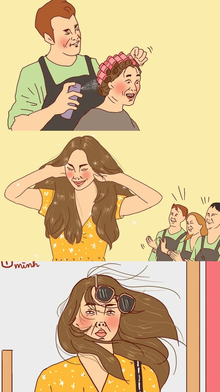 插畫家畫出女生們一秒煩躁的日常瞬間。（圖片來源：IG@chiemminhpage）