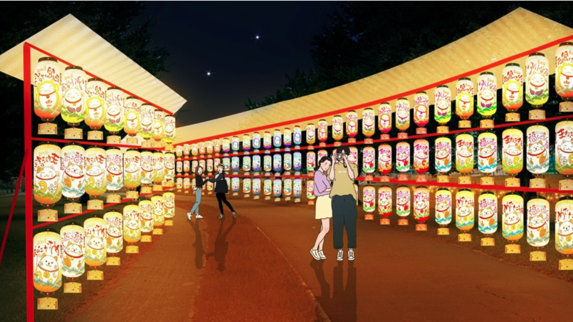 「新北燈會」今年預計有千顆日式手繪燈會，打造燈籠牆廊道（圖片來源：新北市政府）