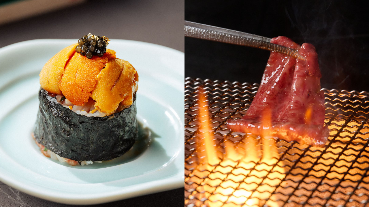 「生牛肉壽司卷」結合海膽與魚子醬，呈現海陸好滋味（圖片來源：牛花 USHI HANA）