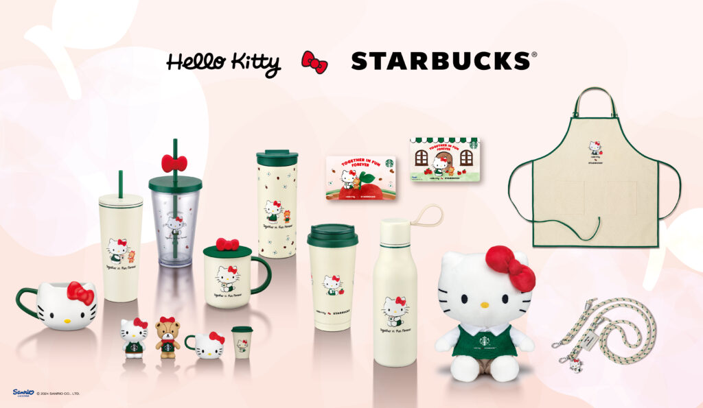 星巴克和HelloKitty聯名商品共推出7款杯款和5款生活用品。（圖／星巴克提供）