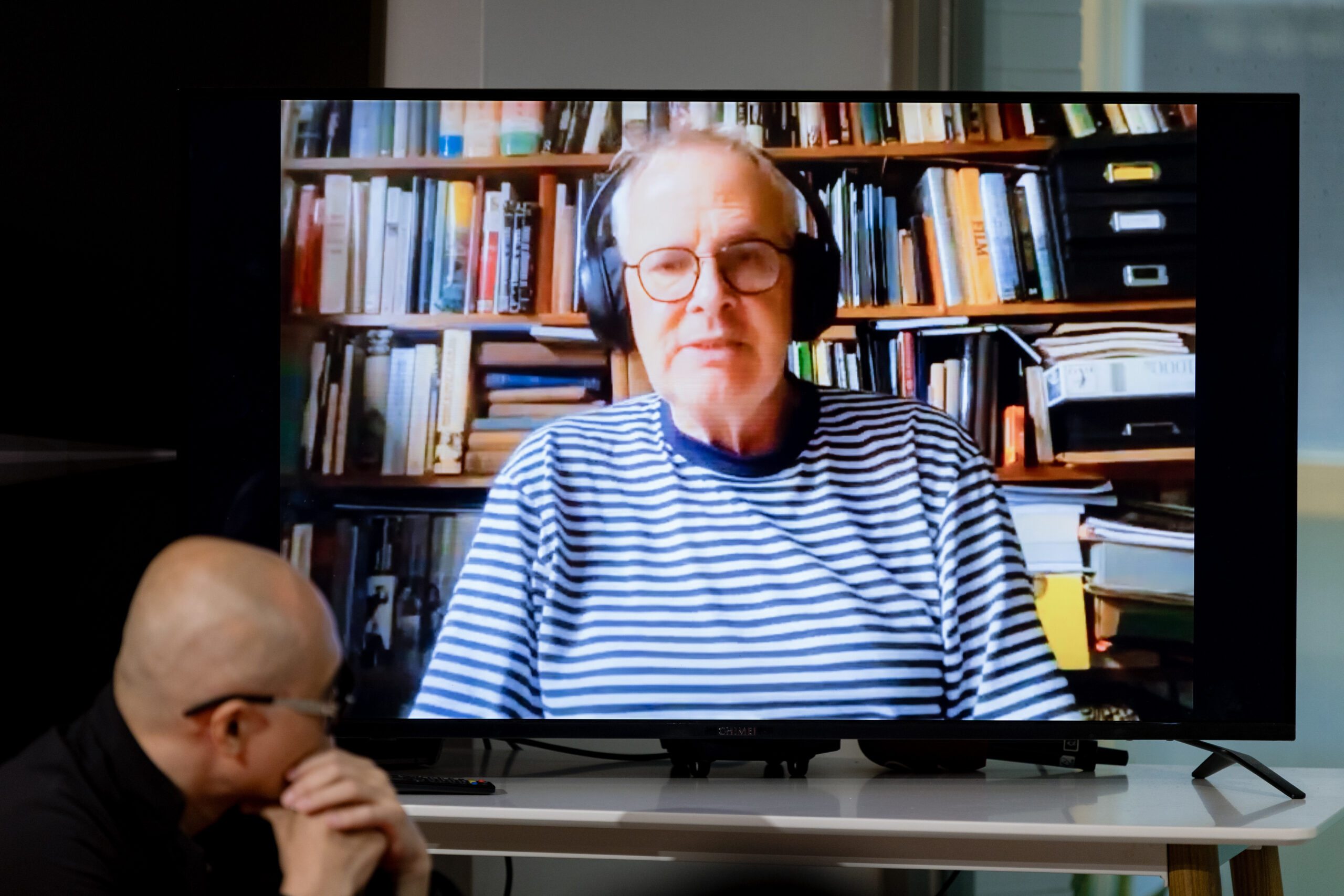 圖/活動中驚喜播放柏林影展獲獎製片人 Thom Palmen 的祝賀影片。(郭嘉豪 提供)