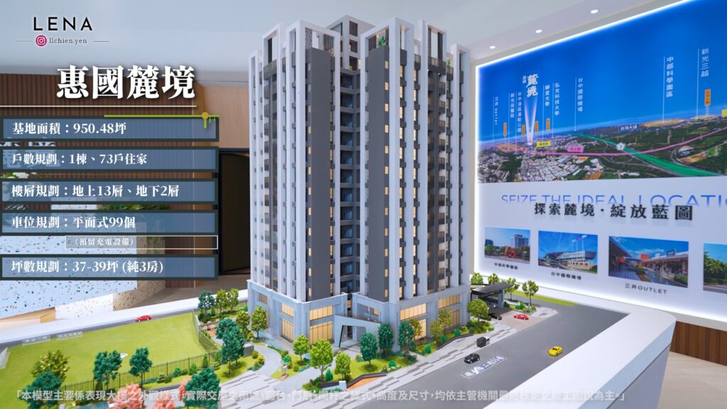 「惠國麓境」座落沙鹿北勢頭核心生活圈，規劃均質三房，全案採用精品級建材。社區規劃地上13層、地下2層，僅73戶純住宅，單純住家氛圍，更顯尊榮稀有。(圖/YouTube土地婆麗娜)