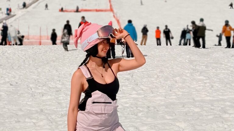 阿喜在日本滑雪場拍性感照受到批評。(圖片來源:Threads joyshishi777)