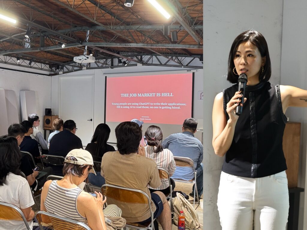 「Young people are using ChatGPT to write their applications; HR is using AI to read them; no one is getting hired.（年輕人用ChatGPT寫履歷，人資用AI篩履歷，最後卻沒有人被錄取。）」全球人才與職涯顧問Lydia一開場便以The Atlantic記者Annie Lowrey去年最紅的一句點出 AI 時代求職的現象。（圖／影響力教育基金會）