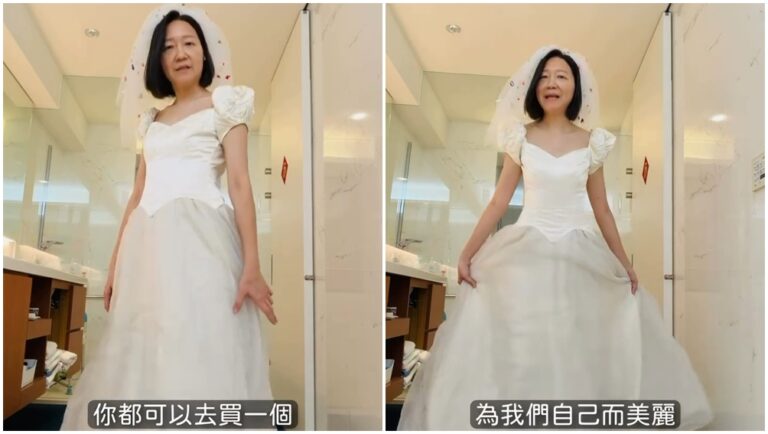 曲家瑞穿上20年前買的婚紗。(圖片來源:IG kristycharay)