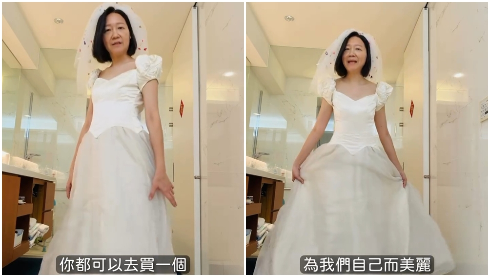 曲家瑞穿上20年前買的婚紗。（圖片來源：IG kristycharay）