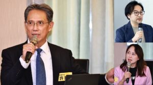 臺北榮總外科部部主任許瀚水（左）強調北榮外科部不只有好的訓練，也有好的福利。影響力教育基金會總監楊雅惠（右下）開場致詞提到醫療人才招募不能只停留在職缺與制度介紹，而要讓人才理解組織能提供的成長環境。基金會執行長暨人力資源專家黃至堯博士（右上）亦從人才發展角度分享，強調打造良好成長環境對人才招募與留任的重要性。（圖/臺北榮民總醫院）