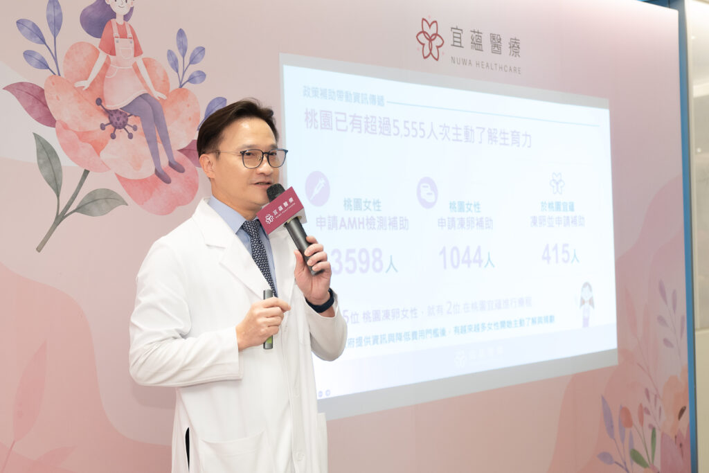 桃園宜蘊生殖中心院長朱伯威醫師首次發布《桃園女性生育力觀察》報告，35歲以下每5人約有1人AMH低於2。（圖／宜蘊醫療）